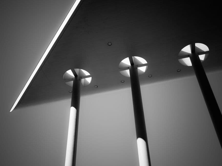 Architectural columns from below
