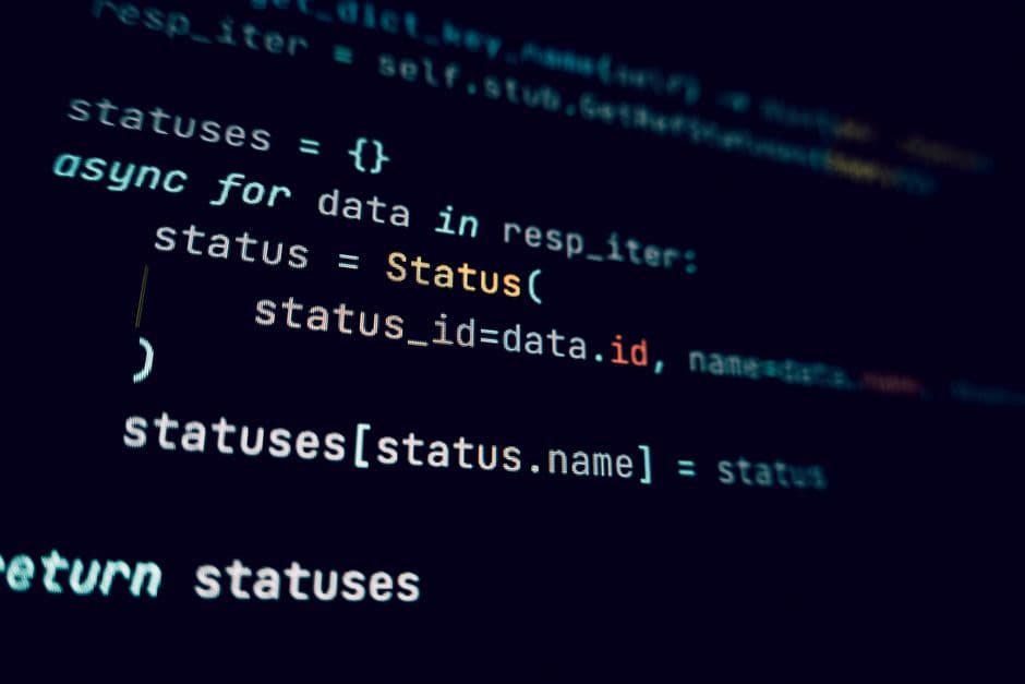 Source code on a dark editor