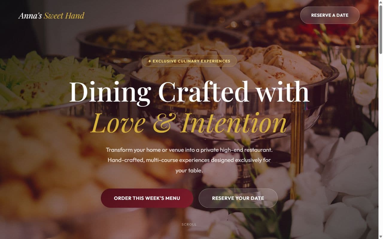 Screenshot of the Anna's Sweet Hand website