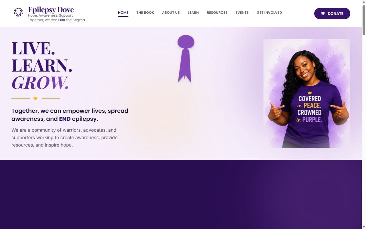 Screenshot of the Epilepsy Dove website